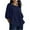 Navy, variant on Diufon Plus Size Tops for Women Cotton Linen Casual 3/4 Sleeve Crewneck Shirts Solid Color Loose Blouse