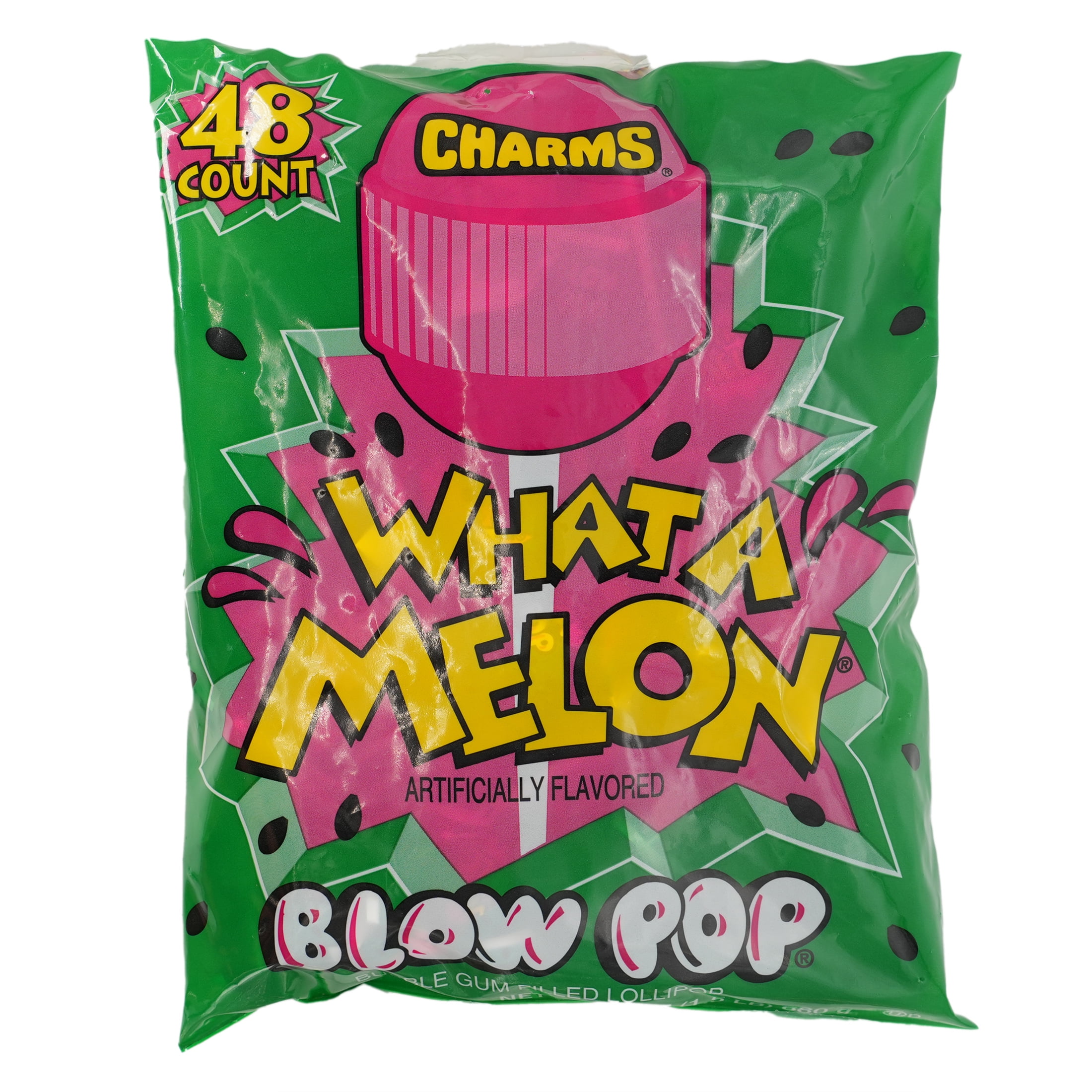 Charms Blow Pop What A Melon Bubble Gum, 48 count, 50 calories, 24 oz. Bag