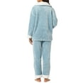 thumbnail image 3 of INSPIRE CHIC Women's Sleepwear Lounge Long Sleeve Button Down Warm Flannel Pajamas Set M Blue, 3 of 5