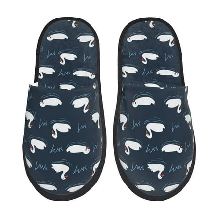 Balery Cartoon Swan Slient Indoor Furry Fleece Comfort House Shoes Soft Non-Slip Home Shoes Cotton slippers House Slippers-- Medium