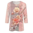 thumbnail image 5 of HAPIMO Women' Plus Size Elegant Blouses Round Neck Tees Flowy Flower Print Tops Fashion Clothes Casual Loose Summer Tops for Women Dressy Tunic Pink M, 5 of 5