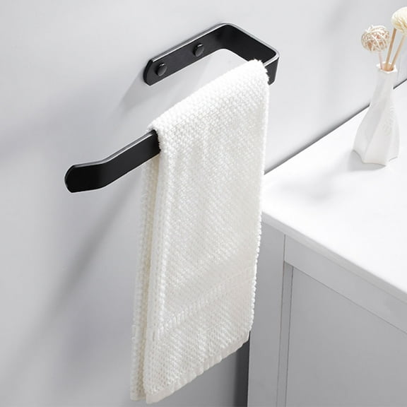 Willstar Towel Rack Wall Mounted Aluminum Bath Towel Bar Single Bars Bathroom Towel Holder Toilet Kitchen Towel Screw Mount (Black)
