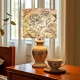 thumbnail image 6 of Chinoiserie Linen Drum Lampshades Botanical Floral Peonies Hummingbirds Soft Pastel Shades 13"x13"x10" Light Shade for Table Lamps Floor Lamp Shades Lampshade Replacement Assembly Required, 6 of 8