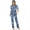 Blue Camo, variant on Purple Camo Print Pajama Set for Women Button Down Sleepwear With Long Pants Soft Lounge Set for Women Short Sleeve Pj Sets, Size M