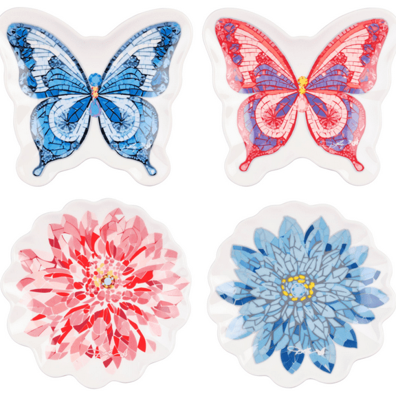 Dolly Parton Jeweled Mosaic 7 in Accent Plates Pink and Blue Set of 4