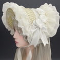 thumbnail image 7 of Slccxzc Sweet Lolita Hat with Tassels and Lace Decor Victorian Hat Self-Tied Headscarf for Tea Party, 7 of 7
