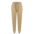 thumbnail image 4 of Women Sweatpants Cotton MIUOWANP Women'S Solid Color Overalls Women'S Casual High-Waisted Drawstring Pocket Sweatpants Khaki XXL, 4 of 4