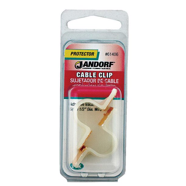 Clip para cables Jandorf, nailon blanco, 1,3 cm de profundidad x 4 cm de largo, paquete de 2