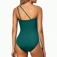 thumbnail image 4 of Hessimy One Shoulder One Piece Swimsuit for Women Tummy Control Bathing Suits Modest Full Coverage Keyhole Swimwear(Green,S), 4 of 8