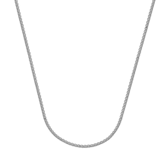 Sterling Silver Rhodium Plated 1.25mm Round Wheat Chain Necklace Lobster Claw Closure - 16 Inch