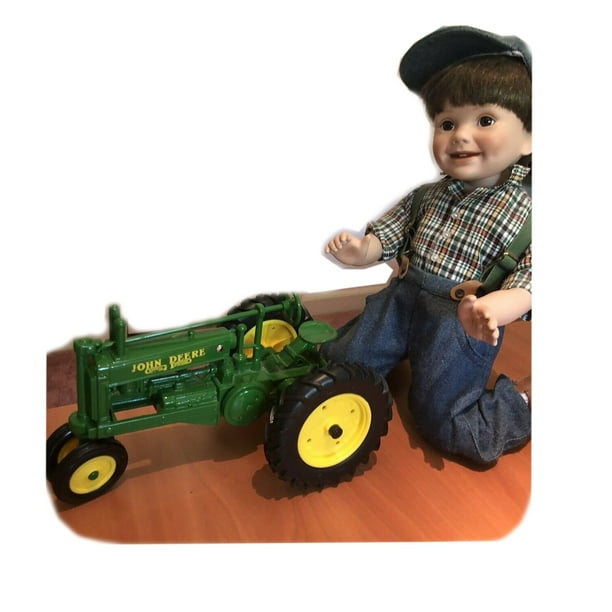 Danbury Mint John Deere "Charlie" Porcelain Collector Doll w/ Tractor