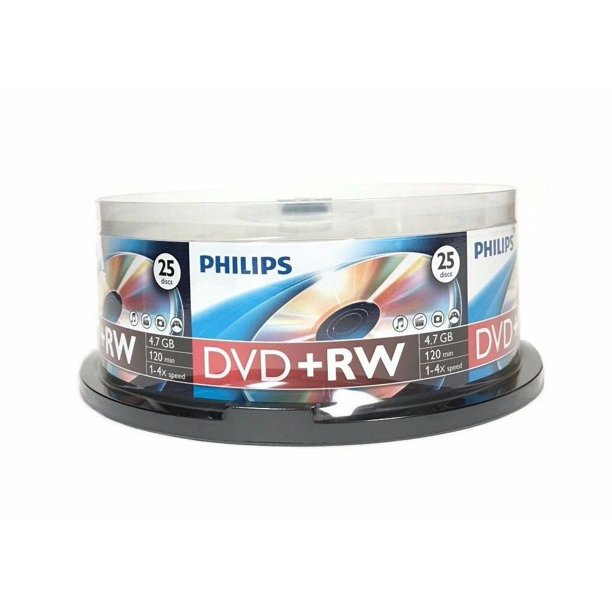 50 PHILIPS 4X DVD+RW DVDRW ReWritable Blank Disc Storage Media 4.7GB