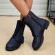 thumbnail image 2 of NECHOLOGY Botas Mujer Zapatos Botines de mujer Botas de tobillo antideslizantes con suela gruesa y punta redonda a la moda de invierno para mujer con tacones gruesos con cordones botas (Blue, 6.5), 2 of 6