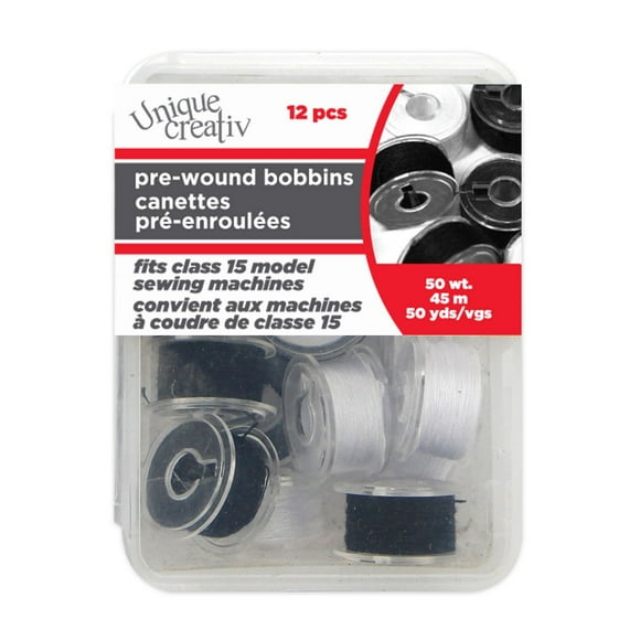 Unique Creativ Pre-Wound Reusable Bobbins Black & White