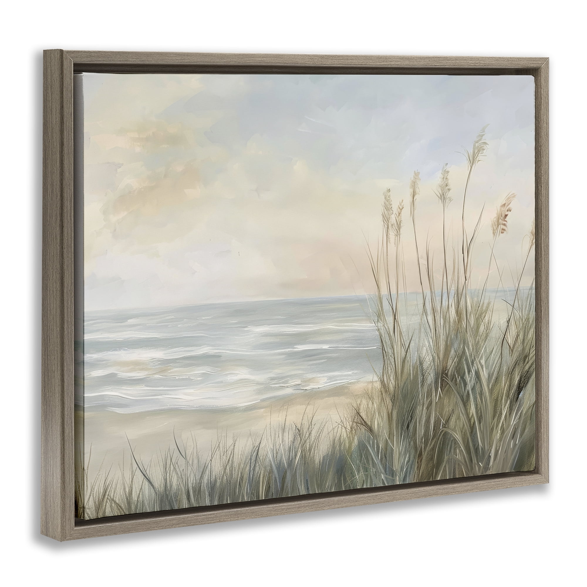 Stupell Industries Scenic Beach Dunes at Dawn Brown Framed Floater Canvas Wall Art, design by Petal Prints Design