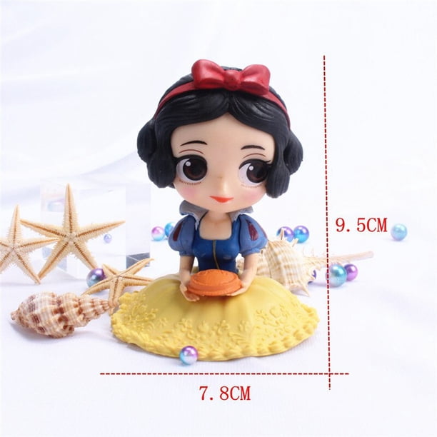 Disney 6 estilo Q Posket princesas figura juguetes muñecas Tiana Blancanieves Rapunzel Ariel Cenicienta bella sirena PVC figuras Juguetes Gao Jinjia LED