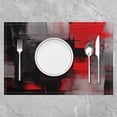 thumbnail image 2 of Black and Red Abstract Placemats Set of 4 Modern Art Placemats for Dining Table Indoor Outdoor Kitchen 12"x18" Geometric Table Mats Placemat Kitchen Dining Table Geometry, 2 of 4