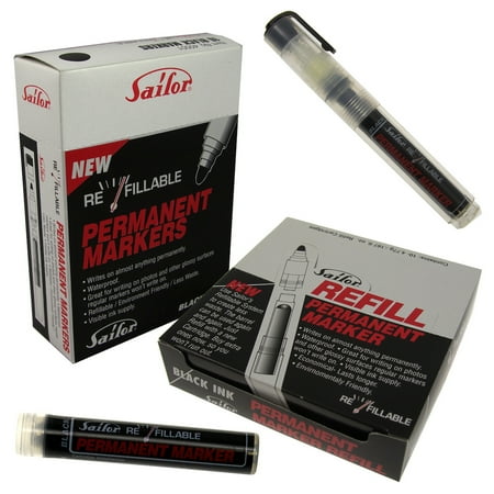 Waterproof Markers - 80pk Sailor Visible Black Ink Permanent Marker Set 40 Pens 40 Refills Waterproof