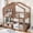 Natural, variant on Harper & Bright Designs Full Size House Bunk Bed with Bookshelf and Window, Full over Full Floor Bunk Bed Frame with Safety Fence and Ladder for Boys and Girls, White