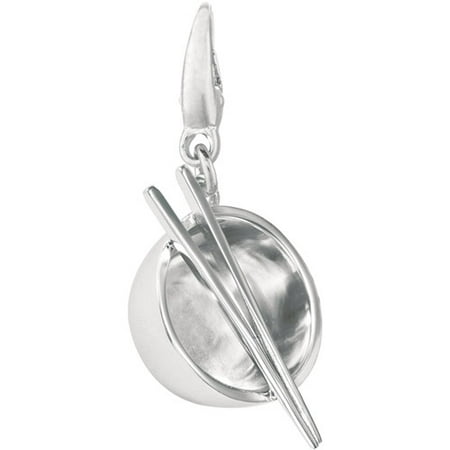 Women's Sterling Silver Bowl with Chopsticks Clip-On Charm