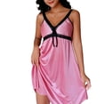 thumbnail image 4 of Blmnix Ladies Dresses Lounge Dress Slip Dress Satin Dress Petticoat Mid-Length Pink V-Neck Sleeveless Adjustable Strap Spring Dresses for Women,Free Size, 4 of 7