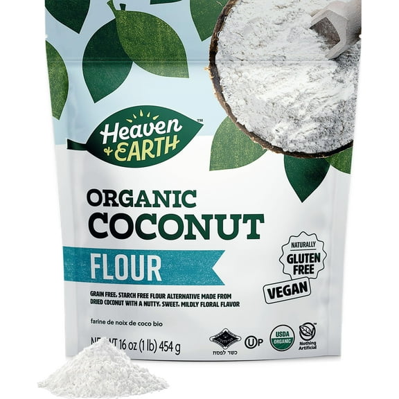 Heaven & Earth Organic Coconut Flour, 16oz | Gluten Free & Grain Free Flour | Keto Flour for Baking | Paleo Friendly | Low Carb Flour | Vegan
