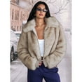 thumbnail image 5 of Women's Faux Fur Coat Faux Fur Jacket Long Sleeve Lapel Furry Winter Jackets Parka Short Coat Light S, 5 of 10