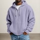 thumbnail image 1 of MHFRRA Sudadera de Punto con Capucha y Cremallera, Informal, Suave, Cálida y con Forro, con Bolsillos Delanteros para Mayor Comodidad En Otoño E Invierno Púrpura claro, 1 of 3