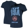 Women's Navy Team USA Neon Sportsmen Wrestling T-Shirt