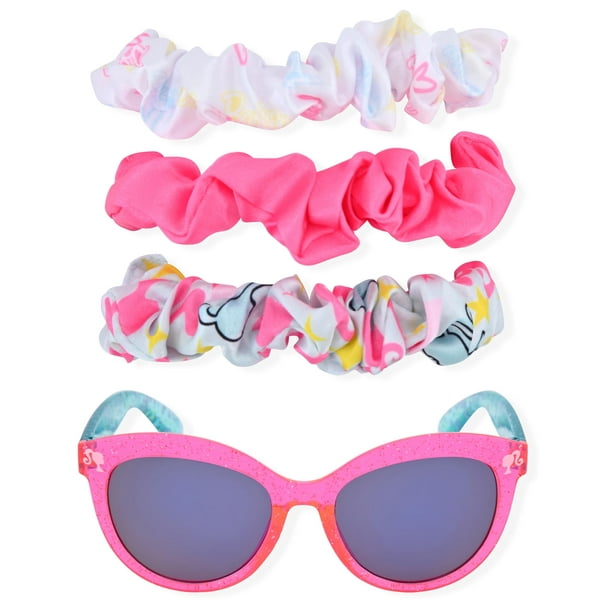 Set de gafas de sol Barbie Cat Eye para niña con funda rígida y coleteros