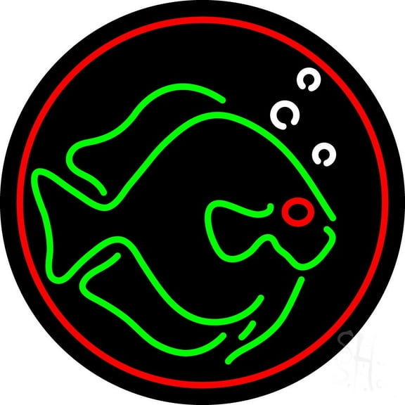 Fish Purple Border 2 LED Neon Sign 18 X 18 - inches Black Square Cut Acrylic Backing, with Dimmer - Premium built indoor Sign for Club, Home décor, Event, Workshop, Storefront.