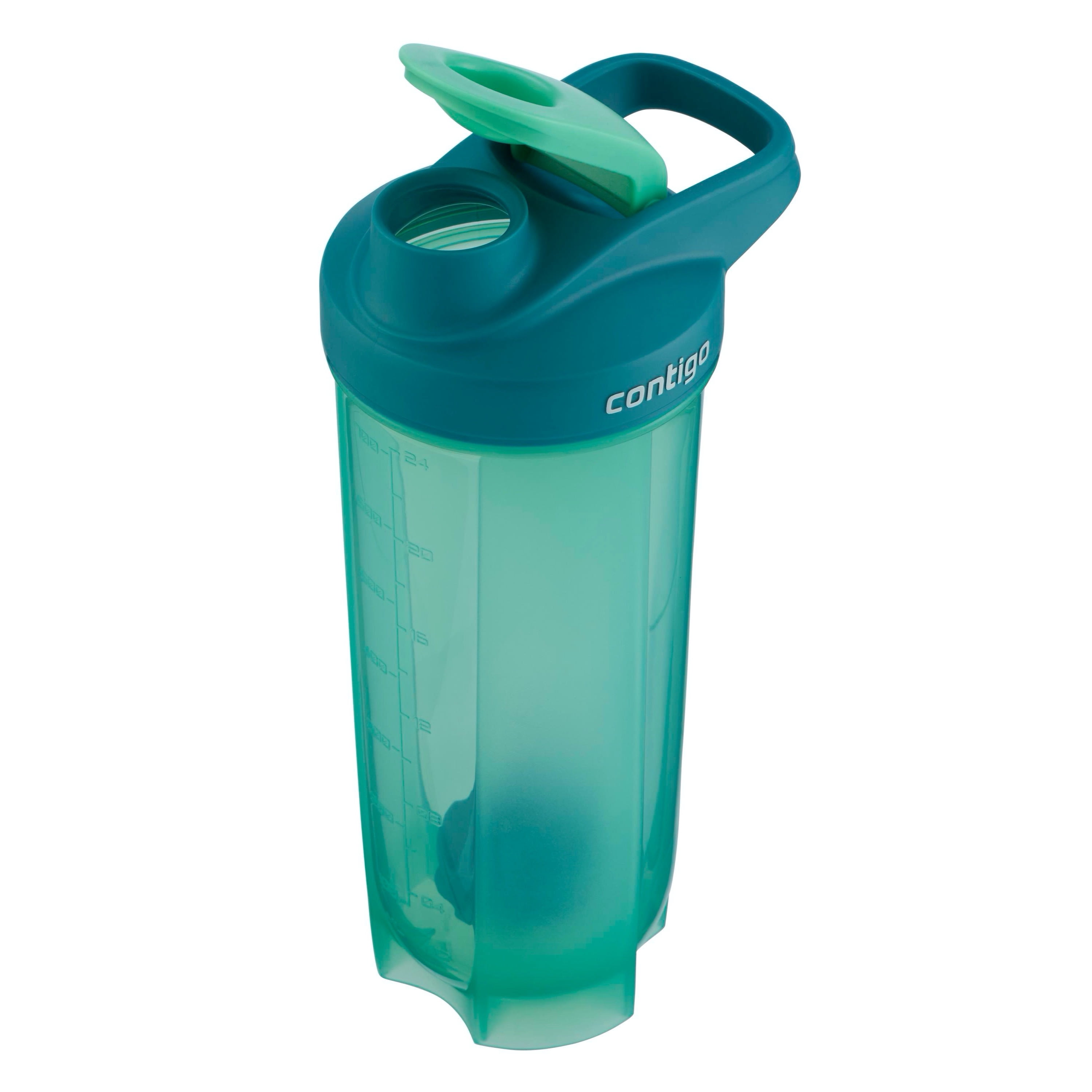 Contigo Shake & Go Fit 28 oz Green Solid Print Shaker Bottle with Flip-Top and Wide Mouth Lid