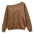thumbnail image 5 of Women’s Casual Off Shoulder Sweatshirt Long Sleeve Loose Solid Long Sleeve Lightweight Tops Y2k Pullovers, 5 of 7