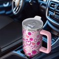 thumbnail image 6 of Pink Breast Cancer Tumbler with Handle and Lid,40oz Double Wall Vacuum Insulated Tumbler,Cups Gift for Women and Men, 6 of 7