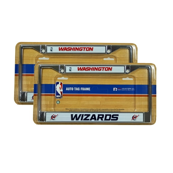 Washington Basketball Wizards Chrome Metal (2) License Plate Frame Set