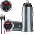 thumbnail image 1 of USB C Car Charger 54W Fast Car Charger PD 36W&QC3.0 Dual Port Car Charger Adapter, Super Mini All Metal Car Cigarette Lighter Adapter, 1 of 5