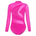 thumbnail image 3 of TTAO Kids Girls Mesh Long Sleeve Gymnastics Figure Skating Leotard Sparkly Rhinestone Ballet Dance Unitards Hot Pink 6, 3 of 5