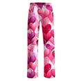 thumbnail image 3 of BLTIBY Women Valentine's Day Pajama Pant Fall Spring Love Printed Comfy Lounge Wide Leg Casual Stretch Palazzo Pj Bottoms Pants with Pockets Hot Pink XXL, 3 of 4