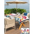 thumbnail image 4 of Easter Outdoor Tablecloth - 54x80 Inch Rectangle Dining Table Cover, Rabbit Spring Botanical Flowers Black White Lattice Waterproof Outdoor Table Cloth with Umbrella Hole & Zipper for Picnic/Patio, 4 of 7