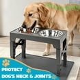 thumbnail image 2 of ZALALOVA Elevated Dog Bowls with Mat, Raised Dog Food Bowl Stand with 2 Stainless Steel Bowls, 5 Height Adjustable(3.15", 8.9", 10",11.2", 12.4") for Medium and Large Dogs（Gray）, 2 of 7