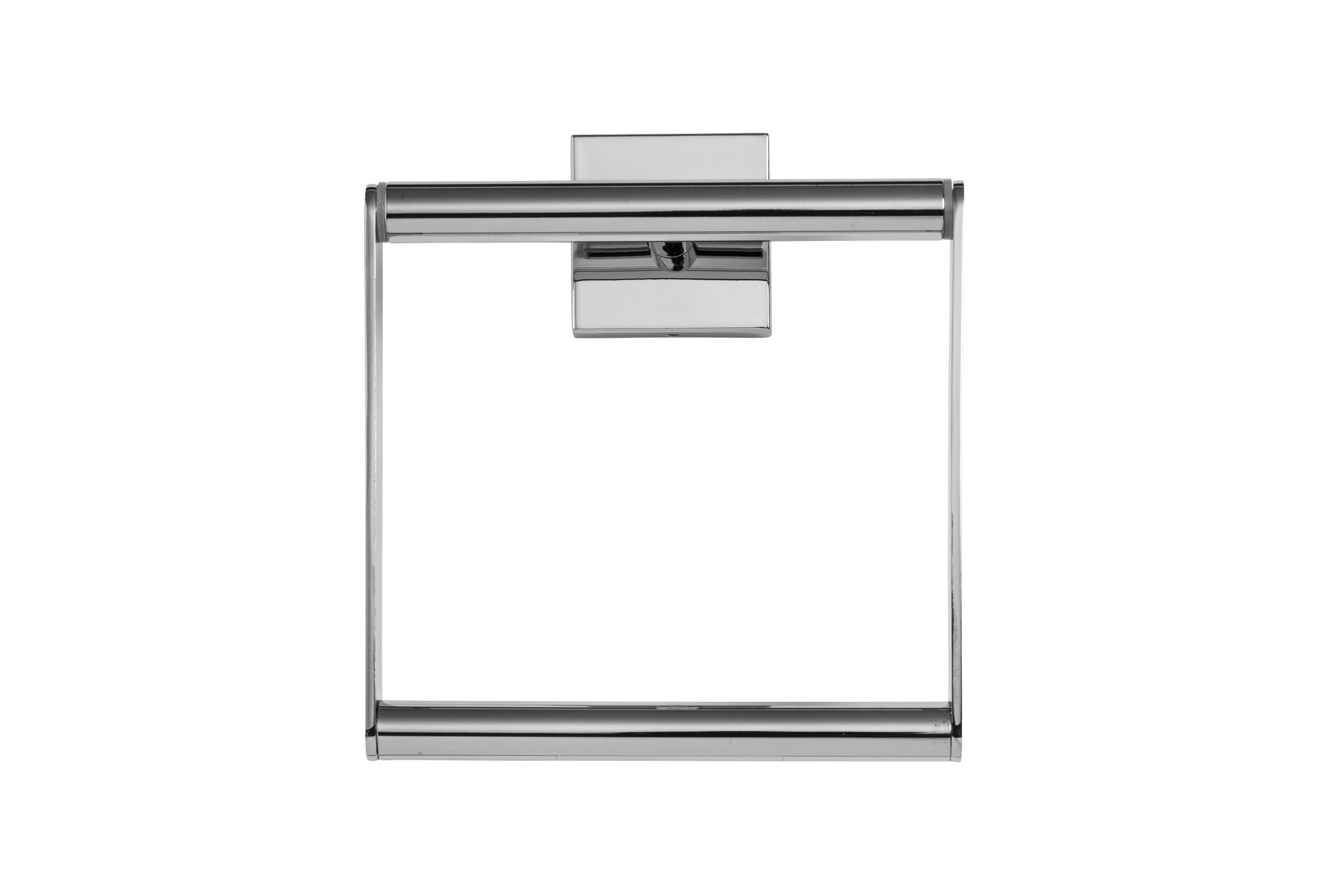 Croydex Chester Flexi-Fix Screw or Glue Square Modern Towel Ring in Chrome (6x6.6in)