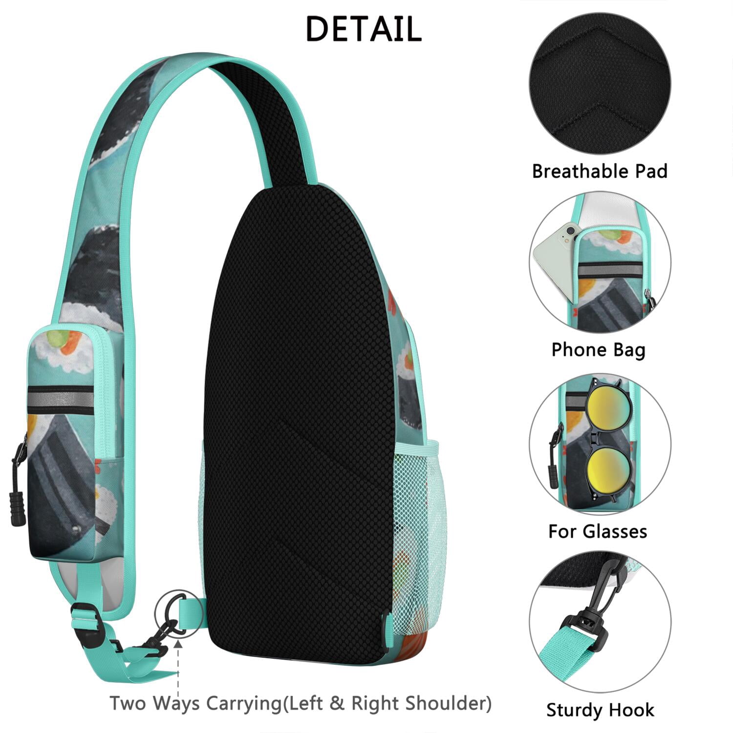 Chest Bag Crossbody Shoulder Bag Crossbody Shoulder BagHiking Sling Backpack for Men Women Travelers Sushi