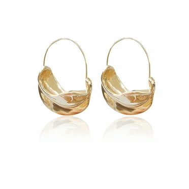 Time and Tru Women's Wire Sculptural Metal Earring In Gold Plated Color