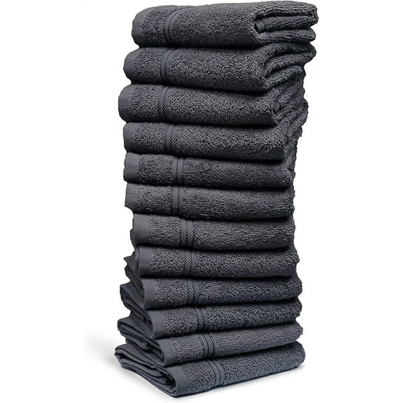 Living Fashions Washcloths 12 Pack – Size 12” x 12” – Soft & Absorbent Wash clothes (Grey)