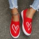 thumbnail image 5 of Zapatos de moda para mujer Zapatillas de lona planas con estampado de corazones informales Wmkox8yii 123q871, 5 of 7