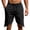 Black, variant on Mens Linen-Look Casual Shorts, Breathable Lightweight Weave with Elastic Drawstring Waist and Fashionable Contrast Trim Black L