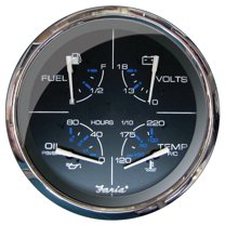 Faria 5 Multifunction Gauge Chesapeake Black w/Stainless Steel - Fuel, Oil (PSI), Water Temp & Voltmeter