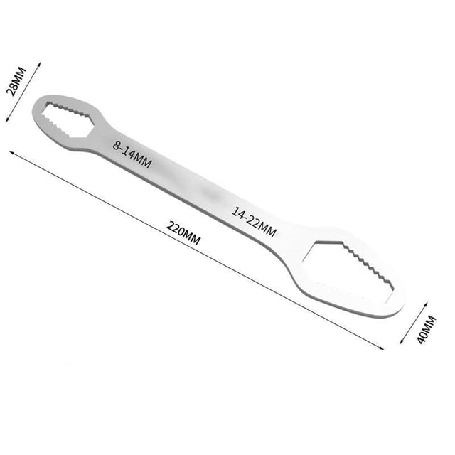 Double Ensemble de Clé à Extrémité, 1 Clé à Écrou Réglable pour Enlever, Acier Chromé Résistant à la Rouille, Levier Long, 5/16 Po à 7/8 Po et 9 mm à 8 mm
