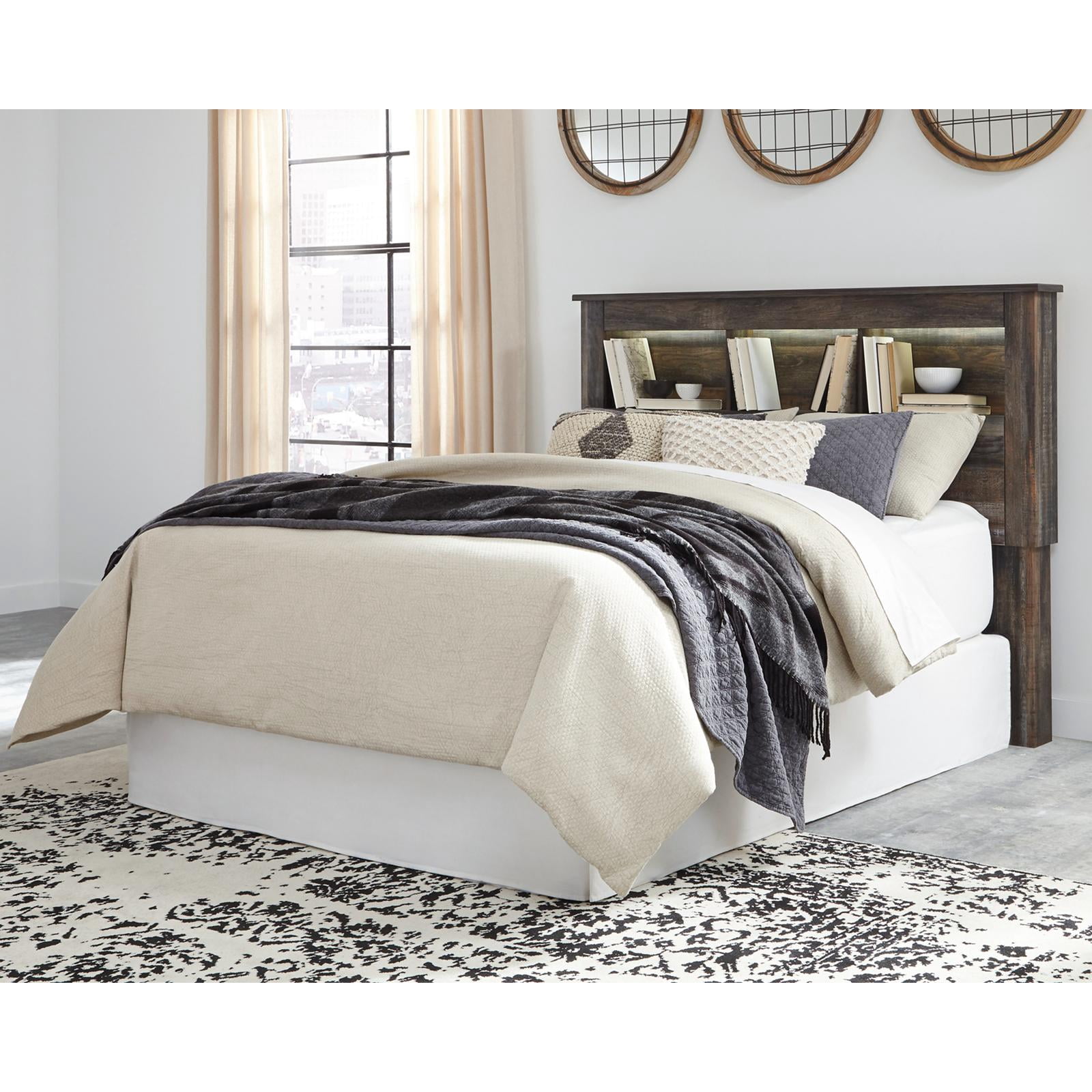Signature Design by Ashley Drystan Full Queen Bookcase LED Headboard in Teal