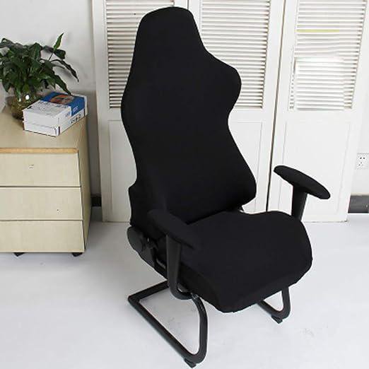 Funda para silla de juego (negra), funda para silla de ordenador de oficina, funda elástica de licra para sillón de carreras, funda para silla de juego